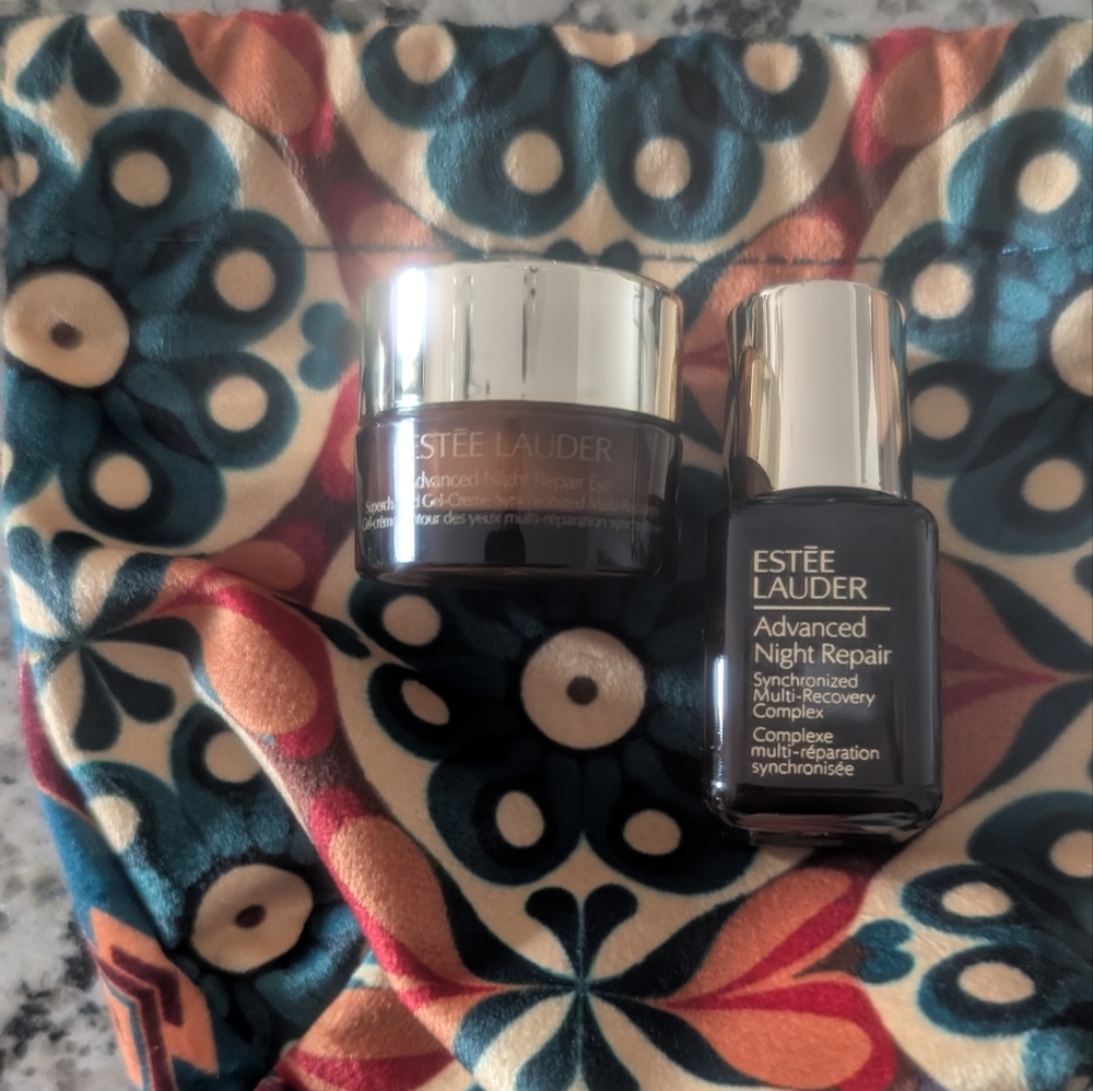 Estee Lauder Skincare Duo with Vibrant Floral Bag